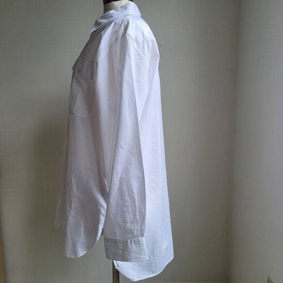 Lauren Ralph Lauren Women White Cotton Long Sleeve Half Button Down Shirt Sz XL - Picture 4 of 16